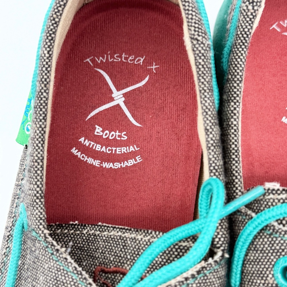 Twisted X EcoTWX Driving Moc WDM0085 Gray Teal Canvas Boat Shoes Womens 7M - Picture 4 of 11
